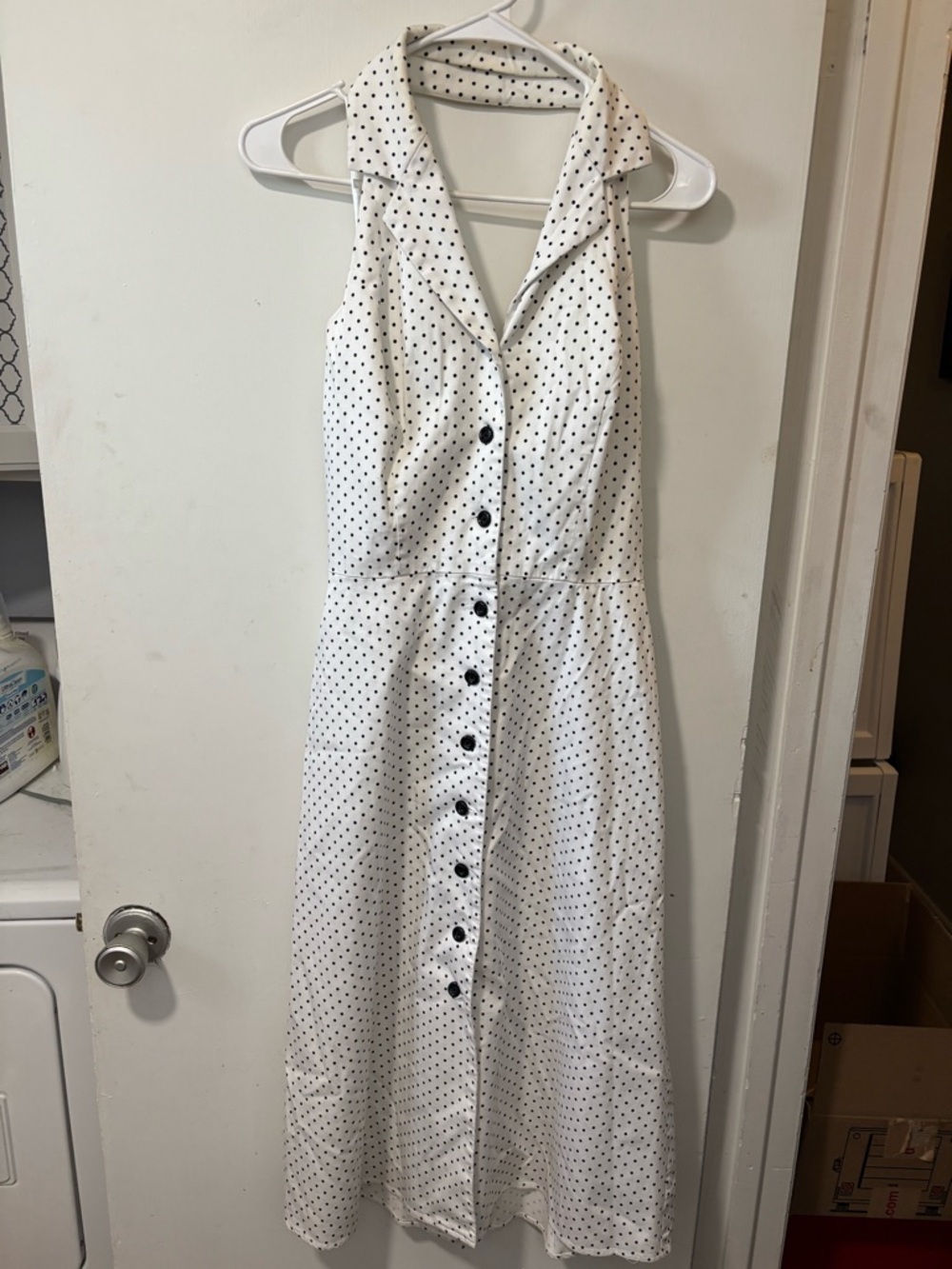 Vintage Julian Taylor Retro Pin Up Button Polka Dot Halter Rockabilly Dress 10
